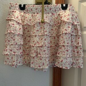 ARULA Floral Ruffle Mini Skirt